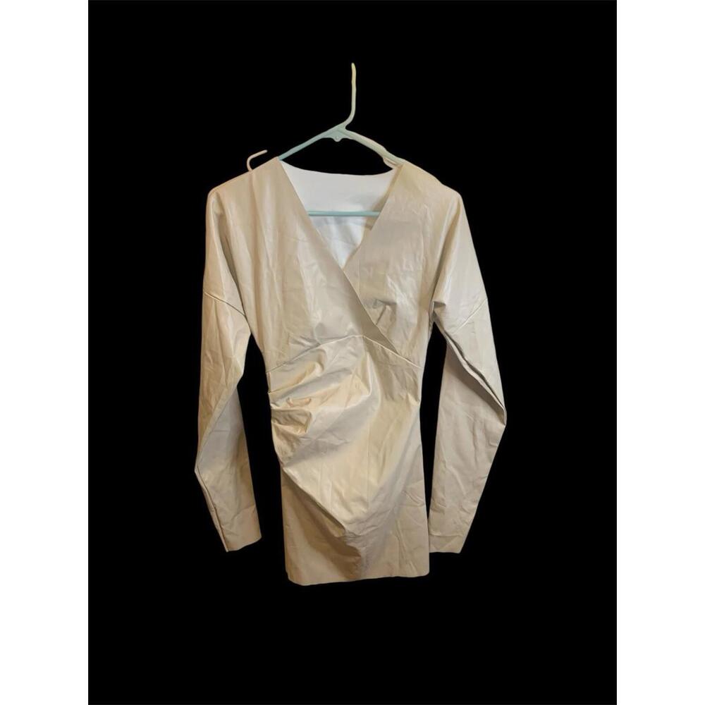 NWT Micas Fall PLeather Mini Dress Small Cinched At Side